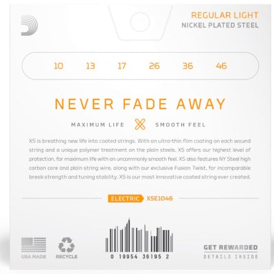 D'Addario XS Nickel Coated Electric Guitar Strings (.010 - .046) Regular Light