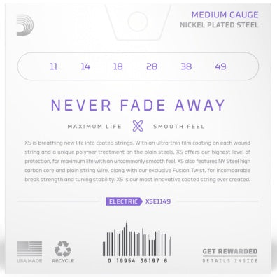 D'Addario XS Nickel Coated Electric Guitar Strings (.011 - .049) Medium