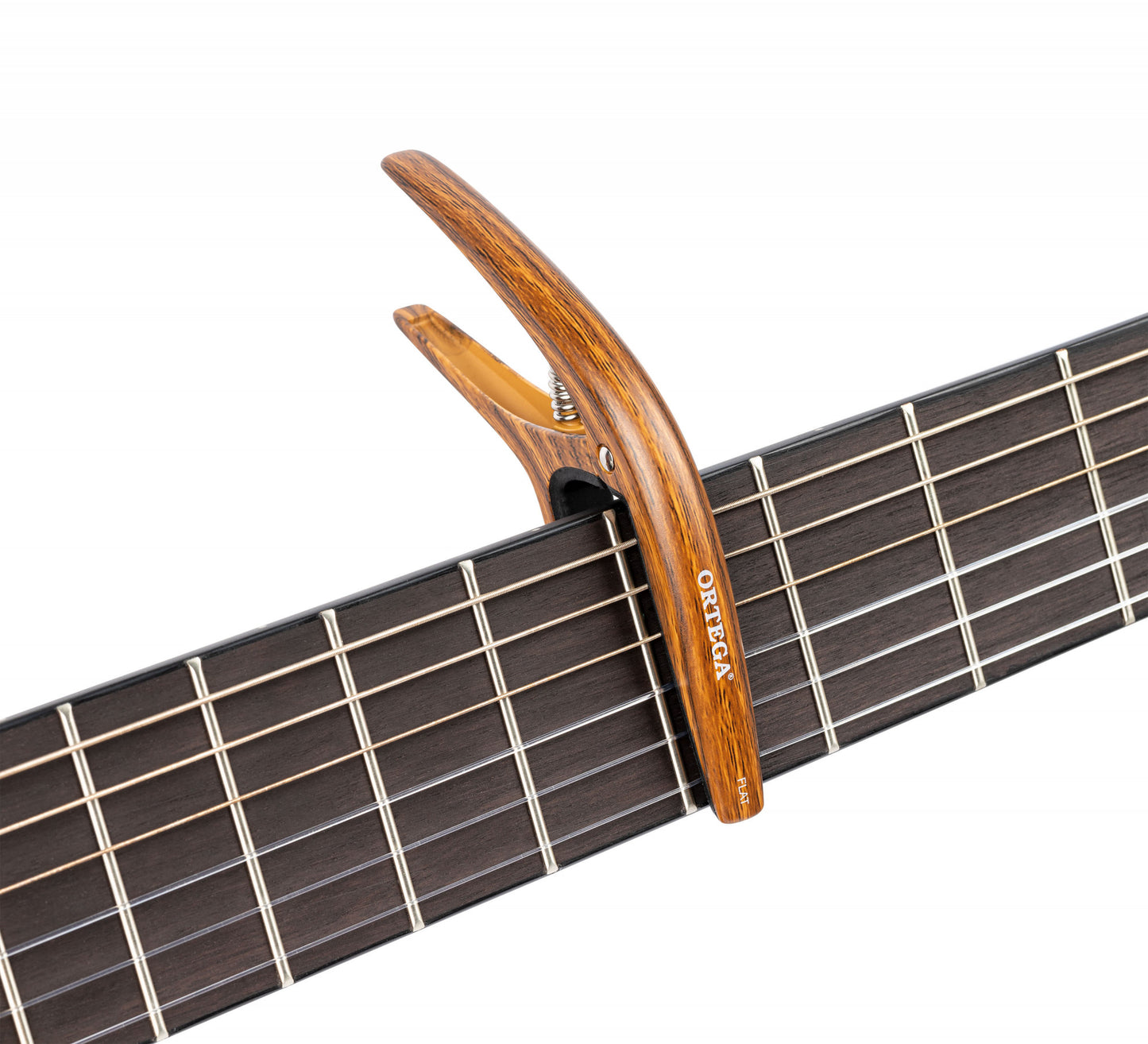 Ortega Two In One Curved/Flat Guitar Capo - Walnut