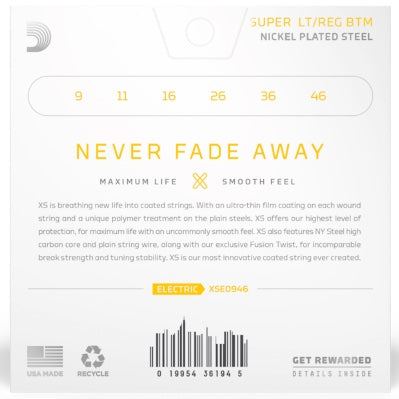 D'Addario XS Nickel Coated Electric Guitar Strings (.009 - .046) Super Light Top/Regular Bottom