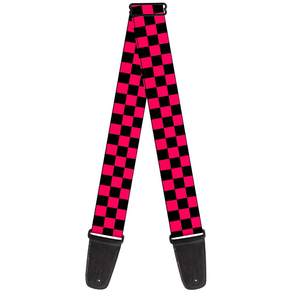 Buckle-Down Guitar Strap - Checker Black/Neon Pink
