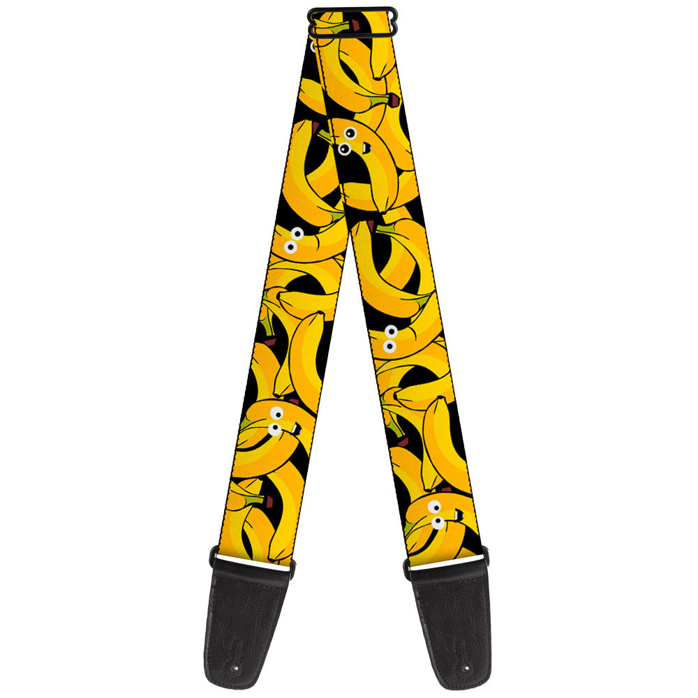Buckle-Down Guitar Strap - Bananas Stacked Cartoon Black/Yellow