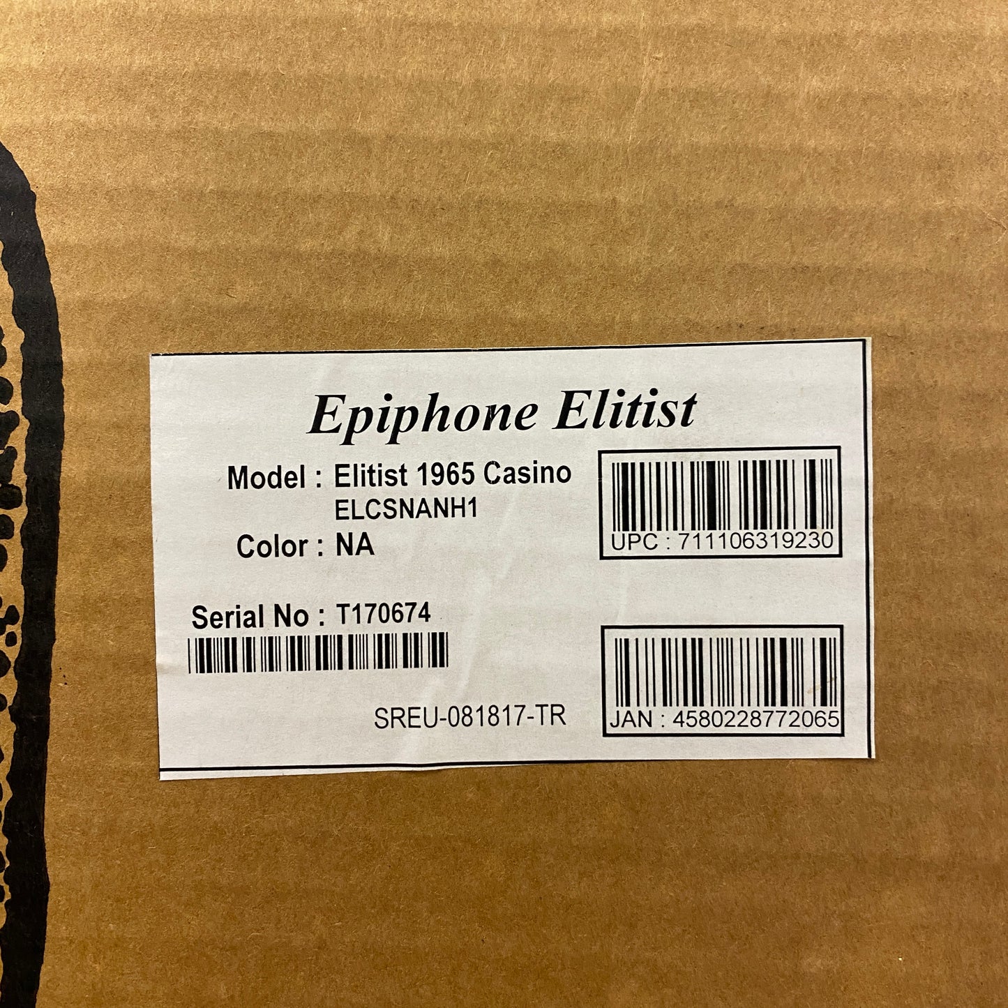 Pre-Owned Epiphone Japan Elitist 1965 Casino - Natural - 2017