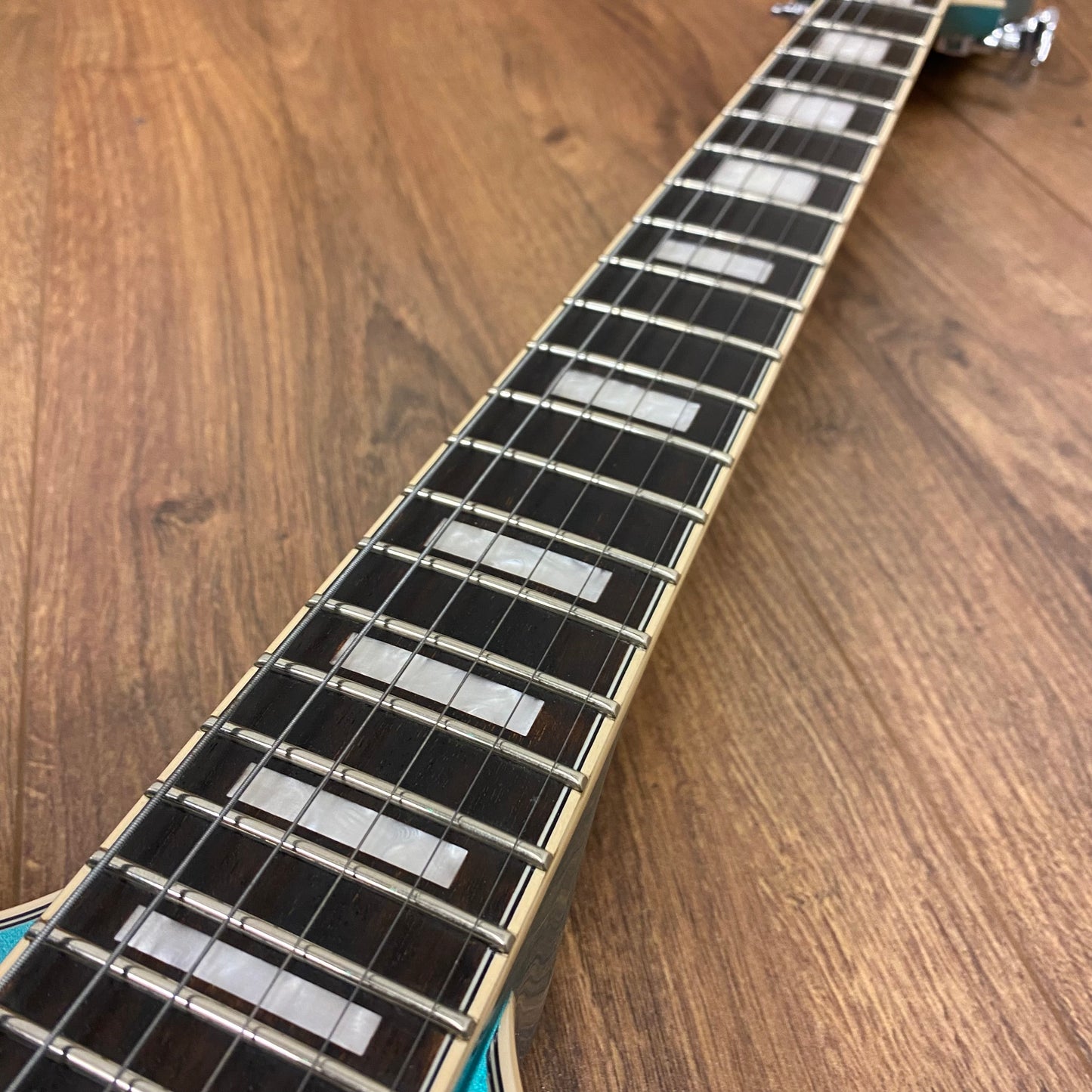 Pre-Owned D'Angelico Premier Doublecut Semi-Hollow Stopbar - Ocean Turquoise