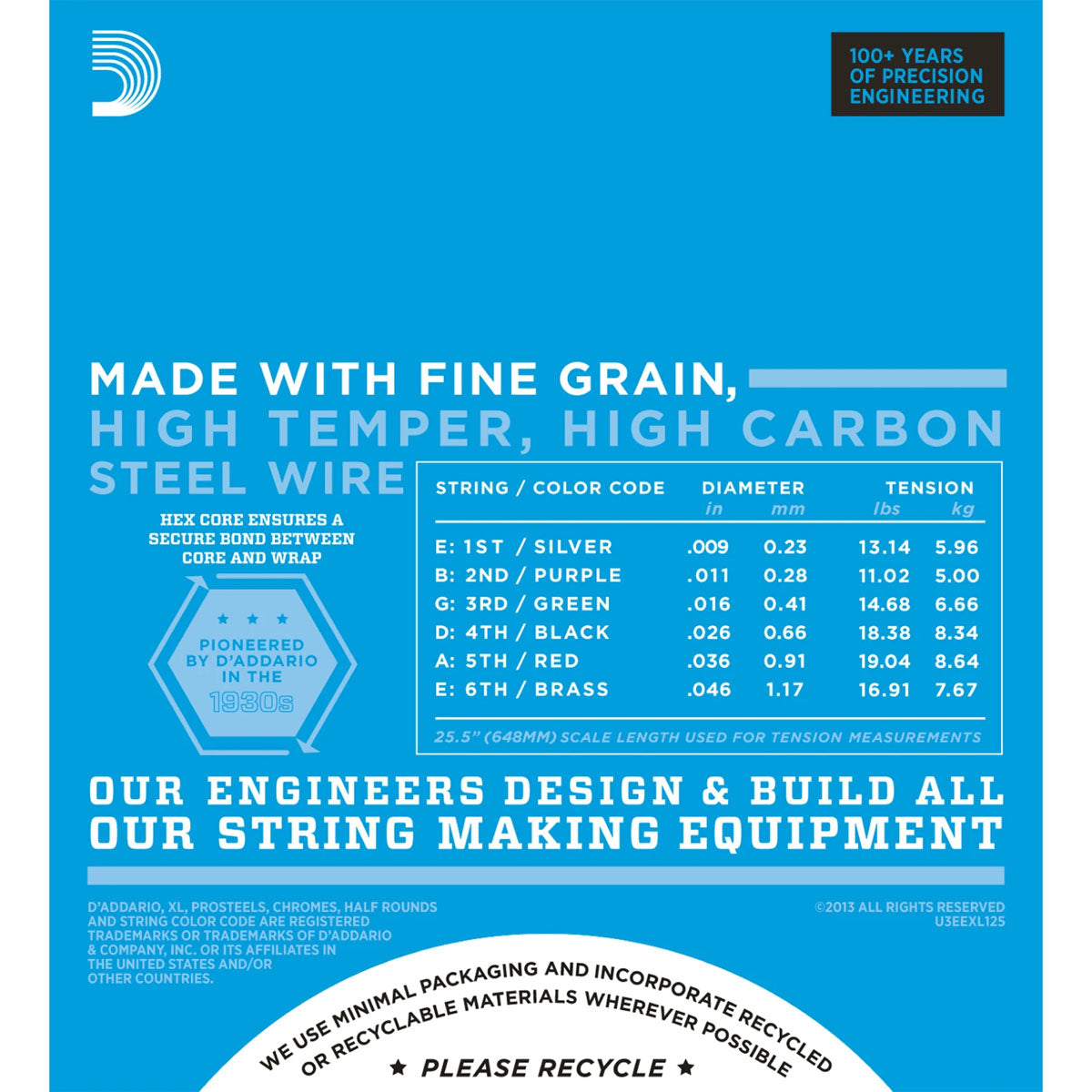 D'Addario EXL125 Electric Guitar Strings (.009 -.046) Super Light Top/Regular Bottom