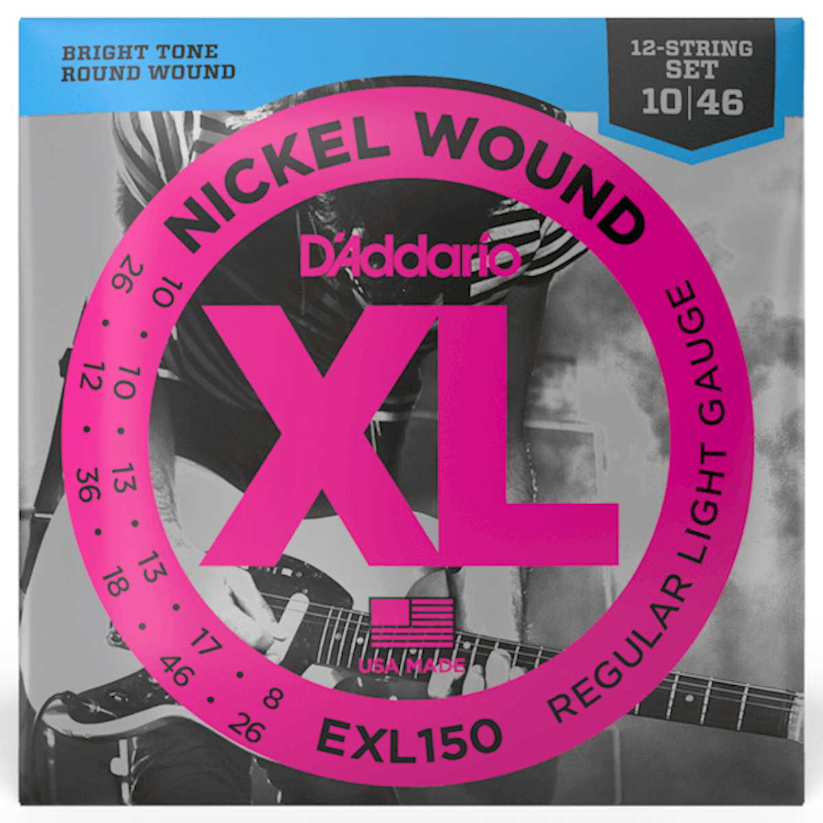 D'addario EXL150 12-String Electric Guitar Strings (.010 - .046) Regular Light