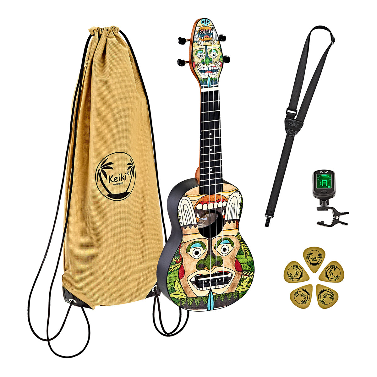 Keiki Soprano Ukulele Pack with Totem Design