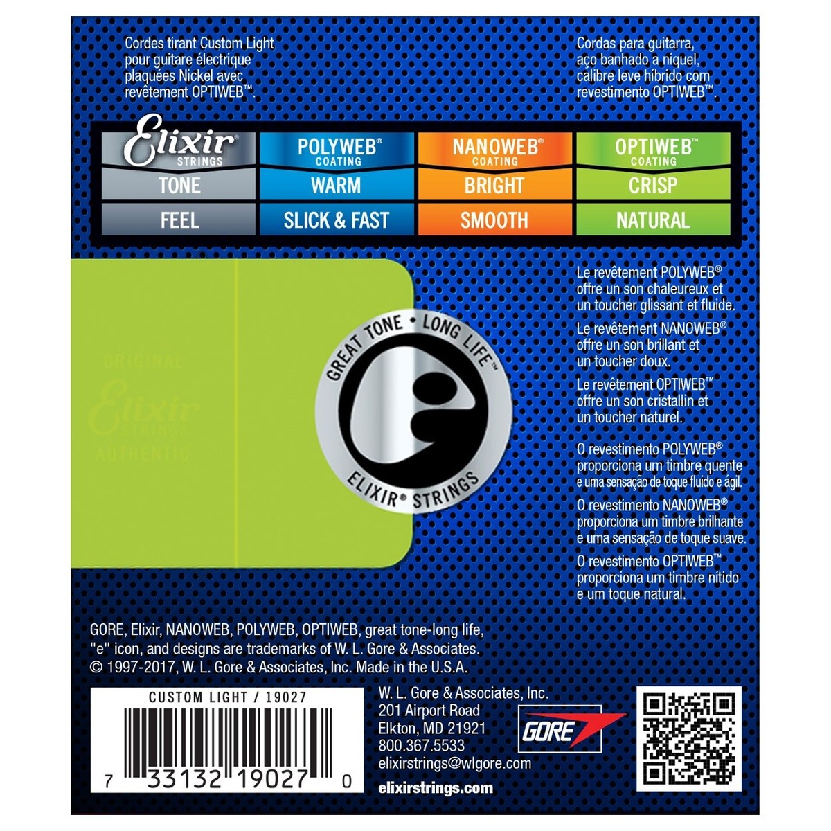 Elixir Optiweb Electric Guitar Strings (.009-.046) Custom Light