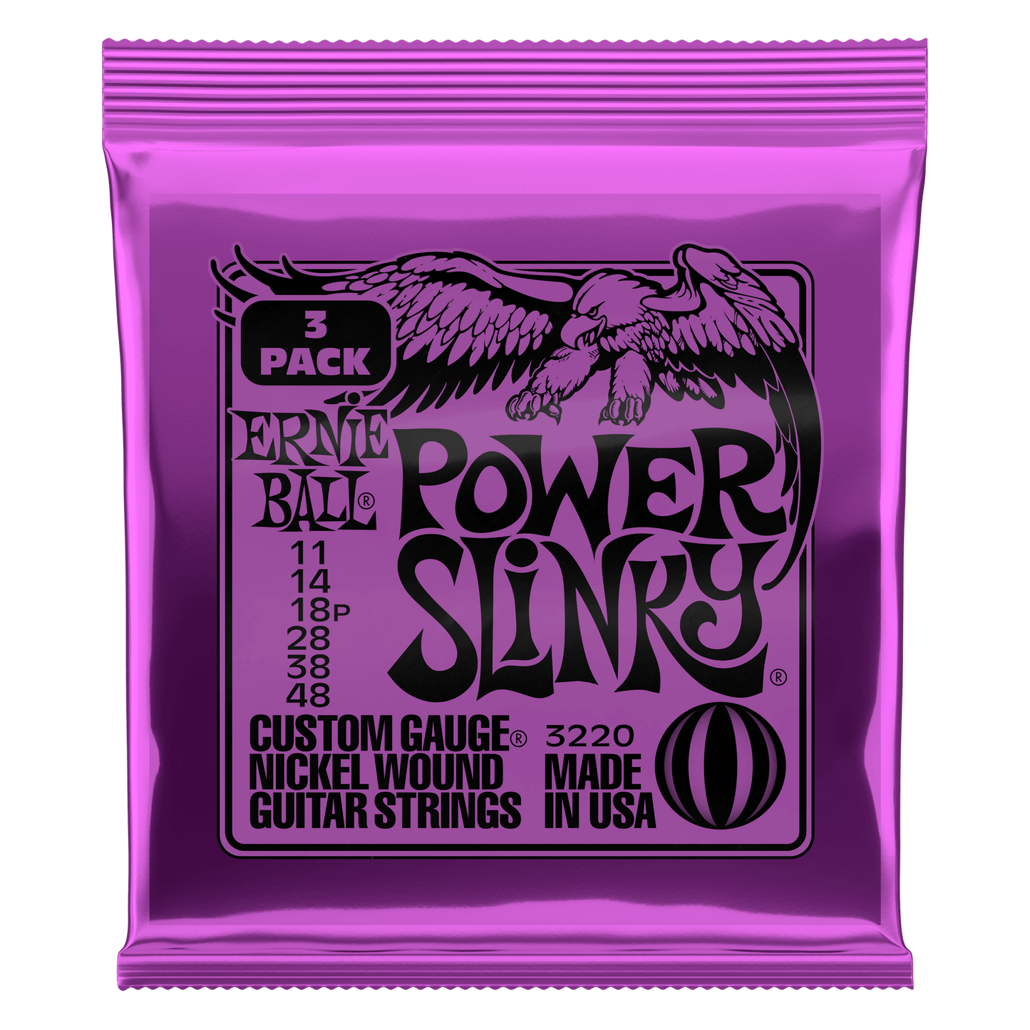 Ernie Ball Power Slinky Electric Guitar Strings (.011 -.048) **3 PACK**