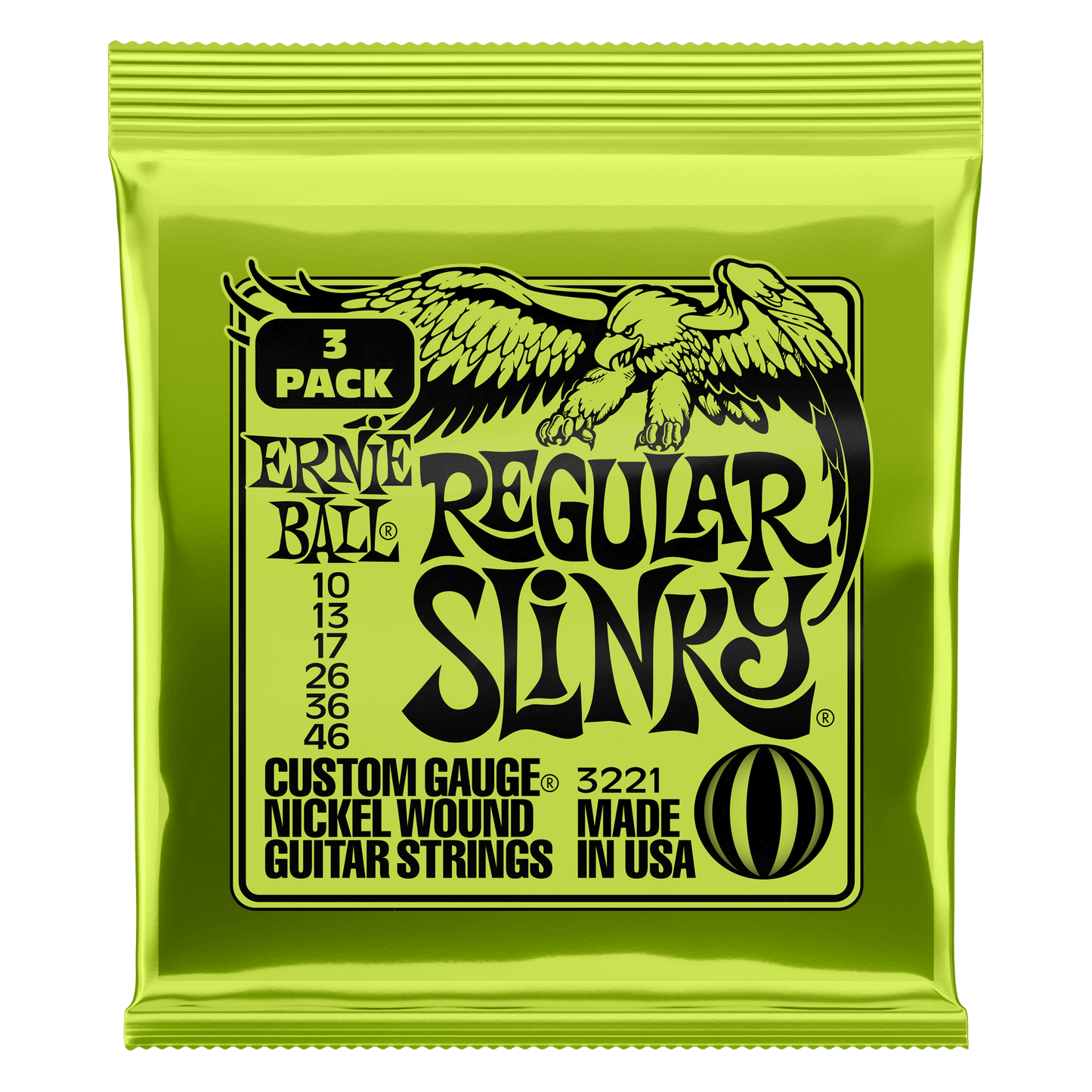 Ernie Ball Regular Slinky Electric Guitar Strings (.010 -.046) **3 PACK**