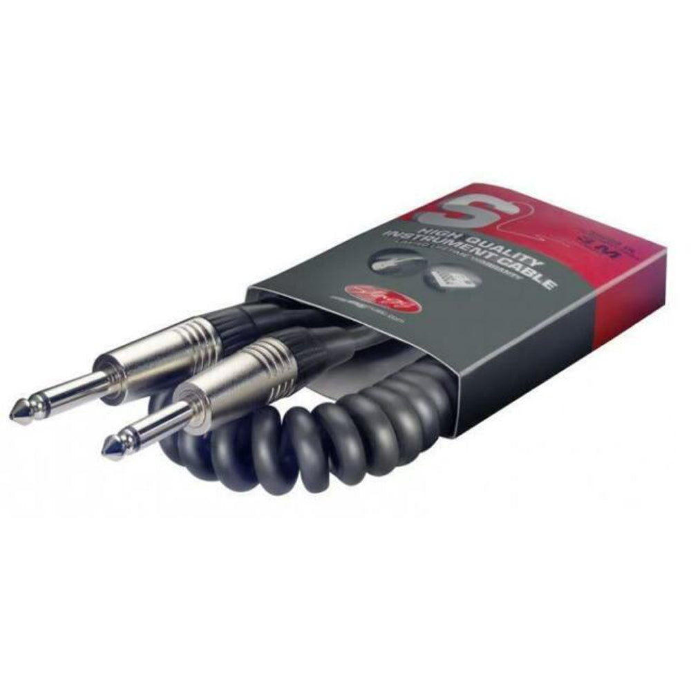 Stagg S-Series Deluxe Curly Instrument Cable - 1/4" Jack Plug To 1/4" Jack Plug
