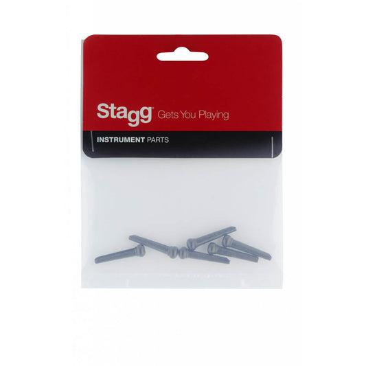 Stagg Acoustic Guitar Bridge Pins in Black (Pack of 6)