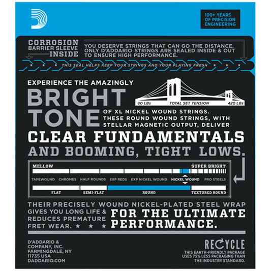 D'Addario EXL170 Bass Guitar Strings (.045 -.100) Light - Long Scale