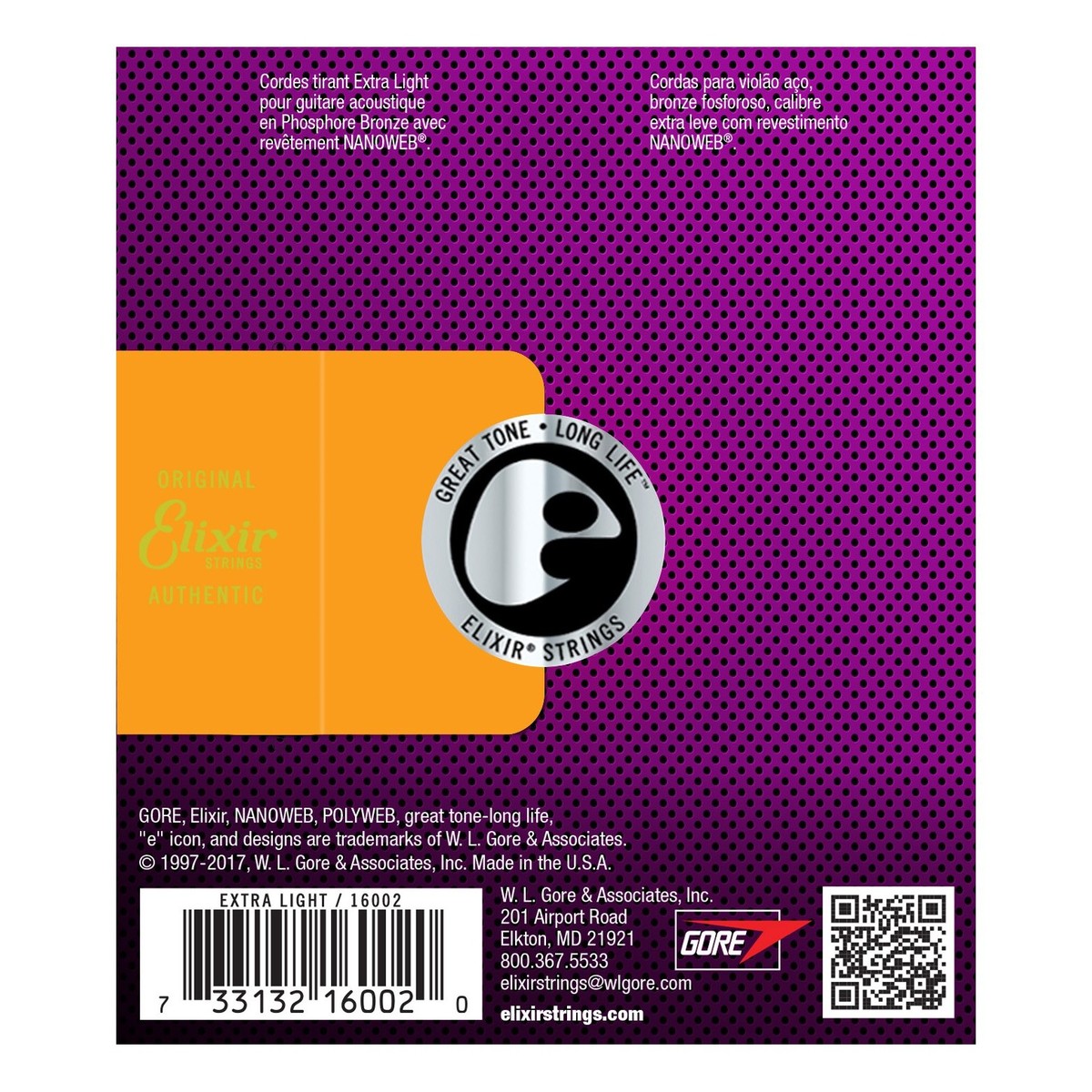 Elixir Nanoweb Acoustic Guitar Strings (.010-.047) Extra Light - Phosphor Bronze