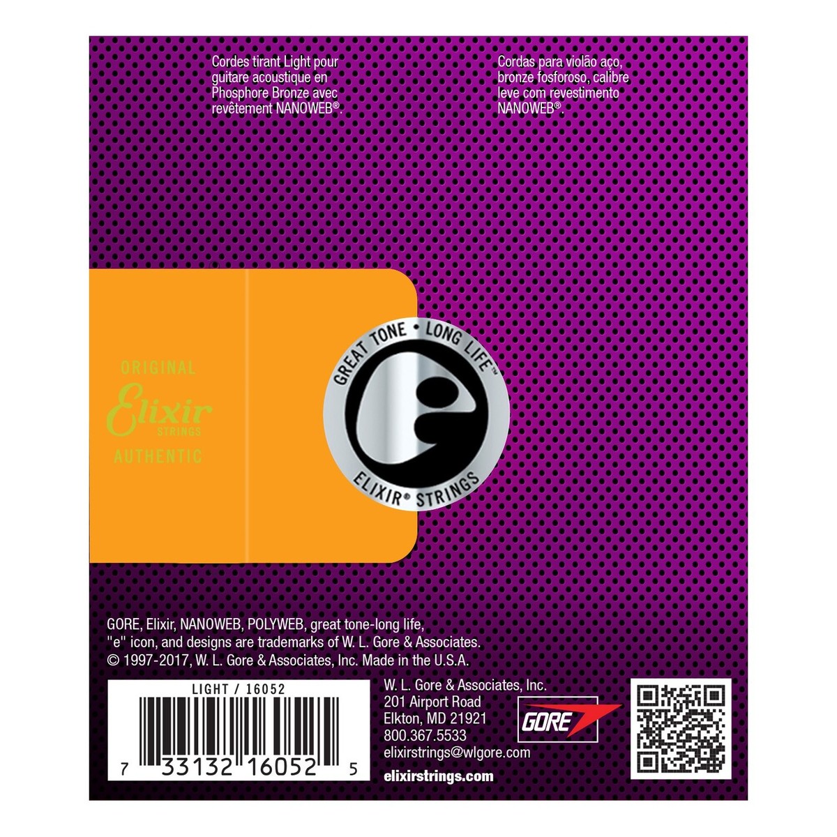 Elixir Nanoweb Acoustic Guitar Strings (.012-.053) Light - Phosphor Bronze
