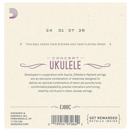 D'Addario EJ88C Nyltech Ukulele Strings - Concert