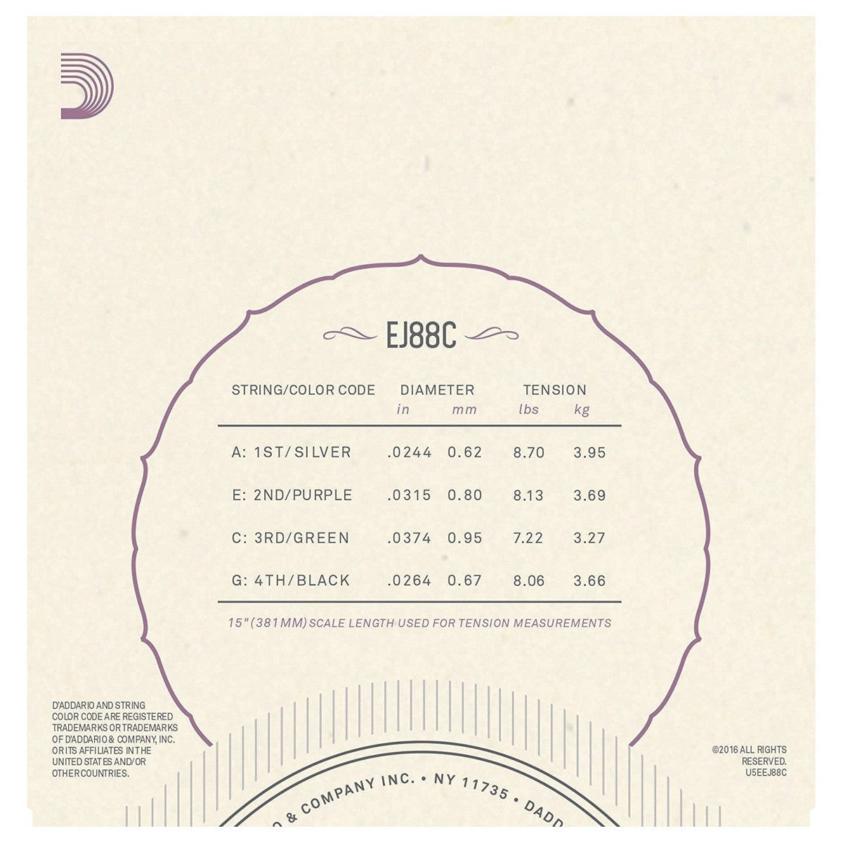 D'Addario EJ88C Nyltech Ukulele Strings - Concert