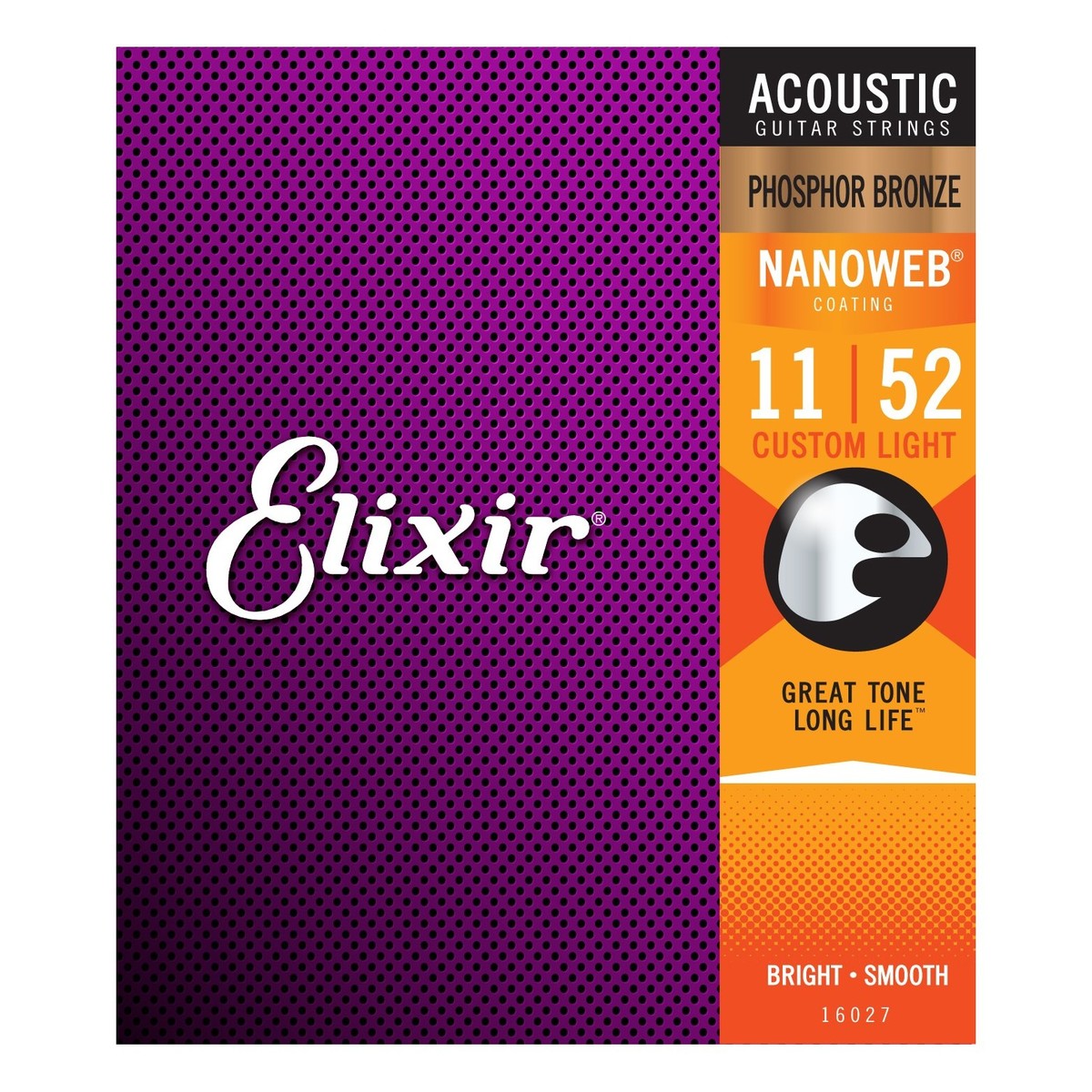 Elixir Nanoweb Acoustic Guitar Strings (.011-.052) Custom Light - Phosphor Bronze