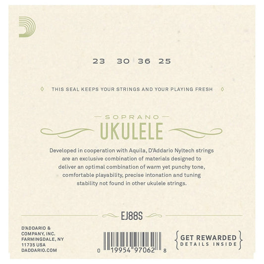 D'Addario EJ88S Nyltech Ukulele Strings - Soprano