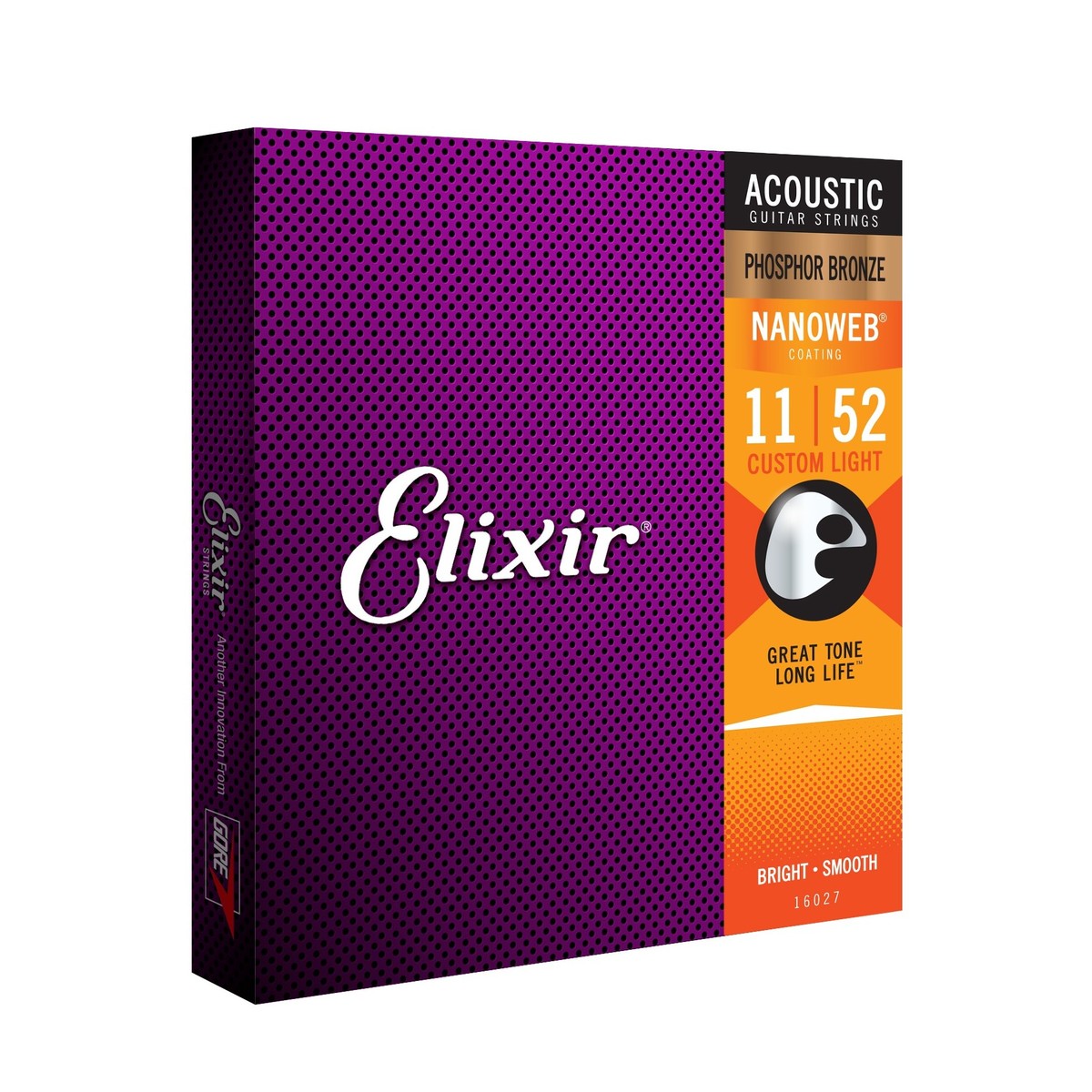 Elixir Nanoweb Acoustic Guitar Strings (.011-.052) Custom Light - Phosphor Bronze