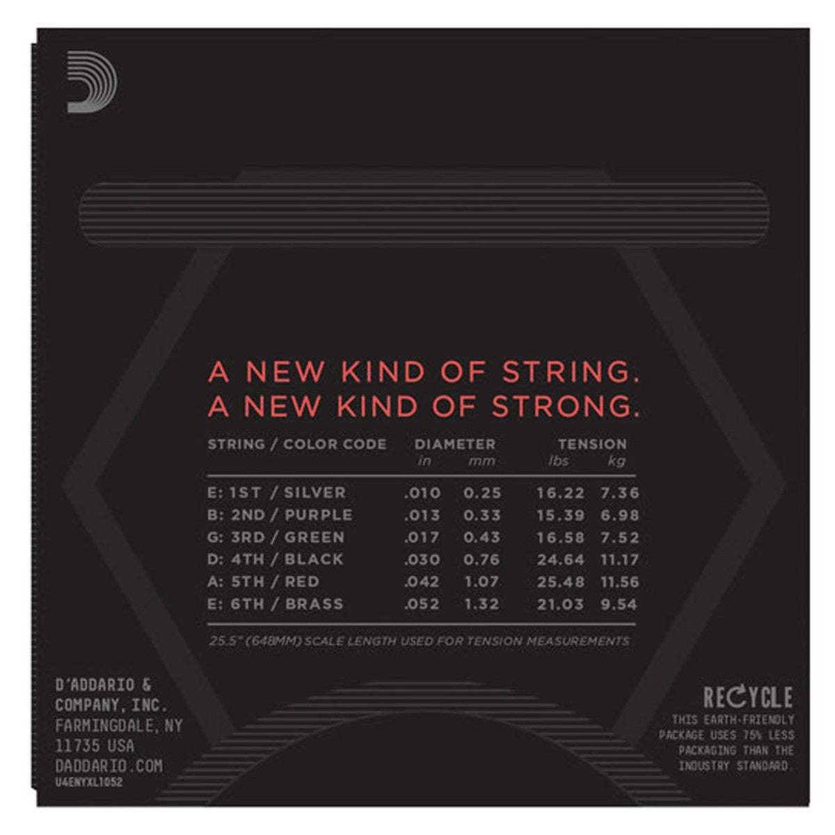 D'Addario NYXL Premium Electric Guitar Strings (.010 -.052) Light Top/Heavy Bottom