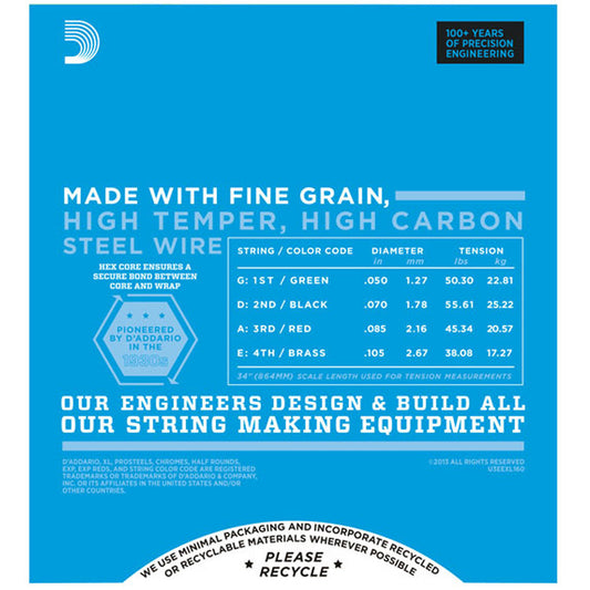 D'Addario EXL160 Bass Guitar Strings (.050 -.105) Medium - Long Scale