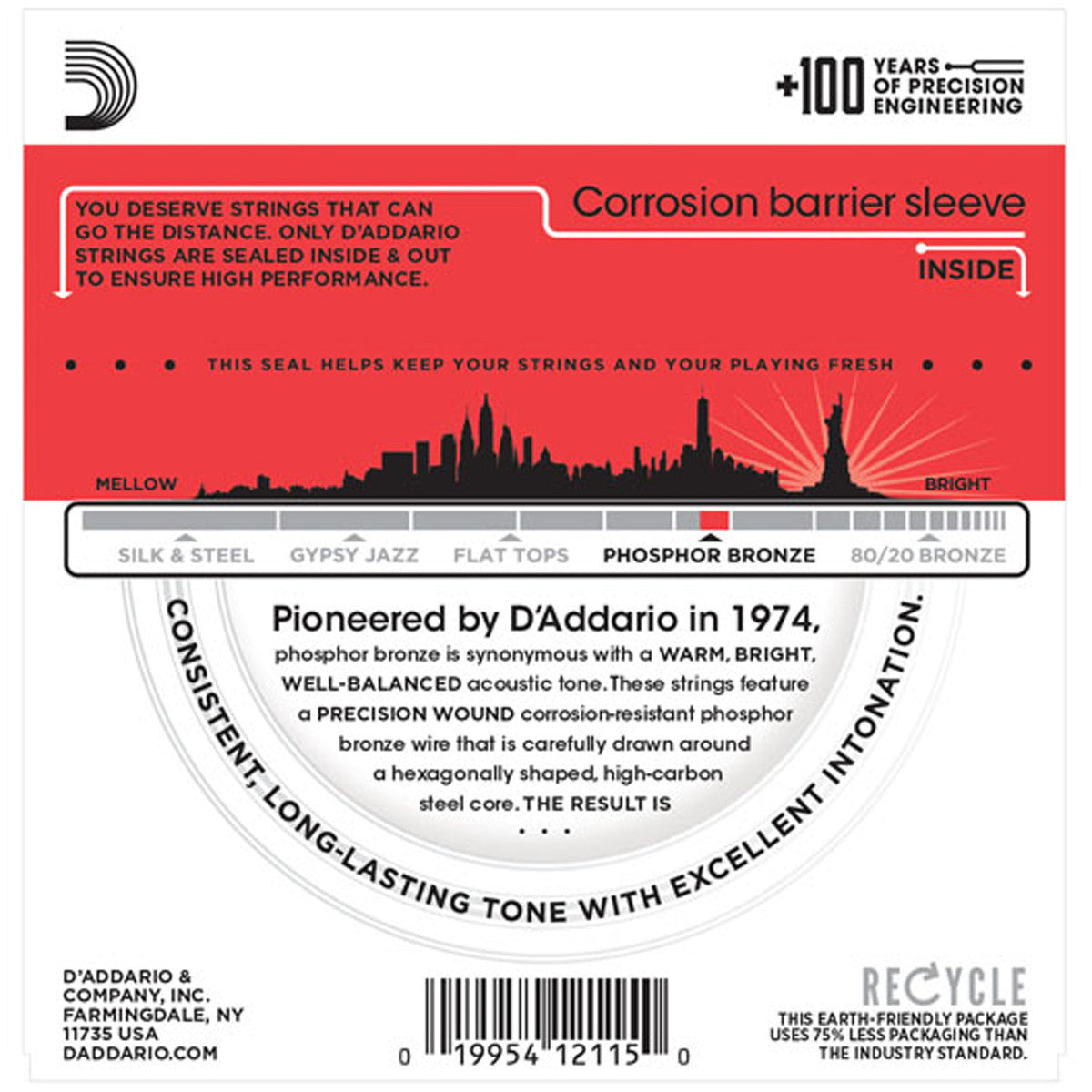 D'Addario EJ17 Phosphor Bronze Acoustic Strings (.013 -.056) Medium