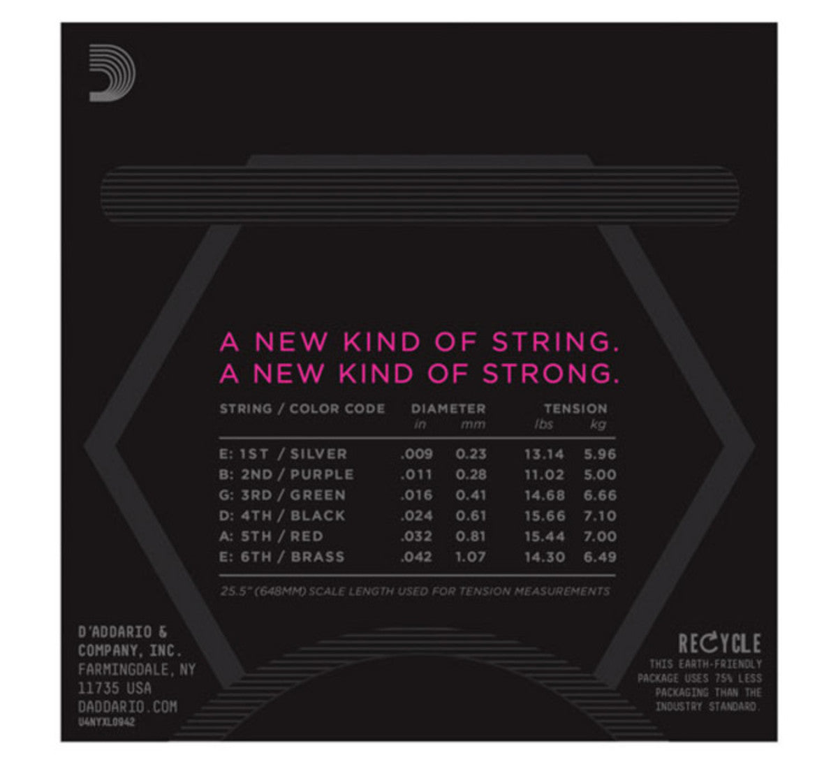D'Addario NYXL Premium Electric Guitar Strings (.009 -.042) Super Light