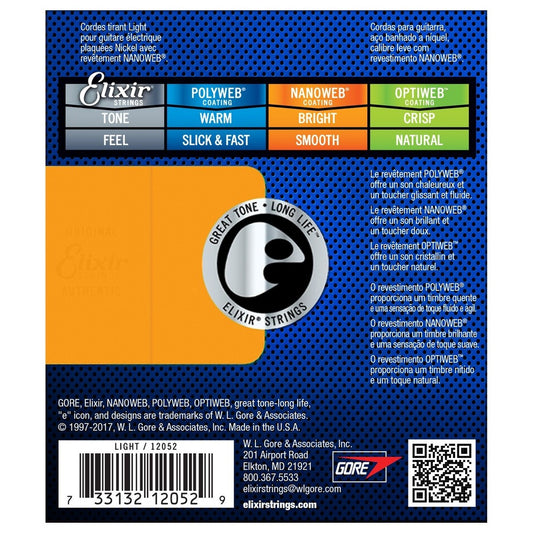 Elixir Nanoweb Electric Guitar Strings (.010-.046) Light