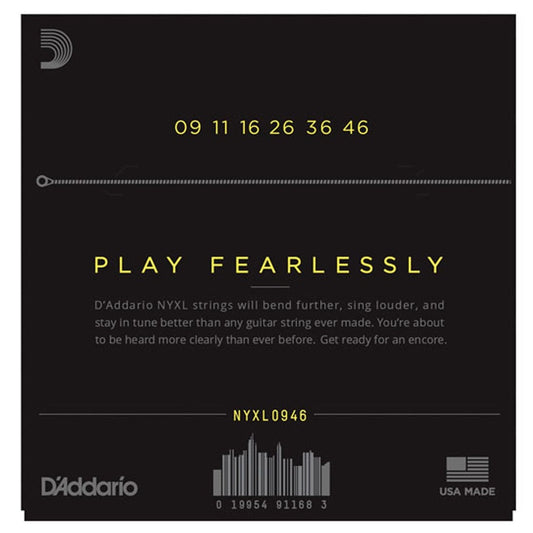 D'Addario NYXL Premium Electric Guitar Strings (.009 -.046) Super Light Top/ Reg Bottom