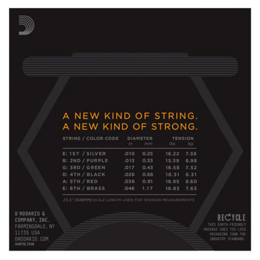 D'Addario NYXL Premium Electric Guitar Strings (.010 -.046) Regular Light