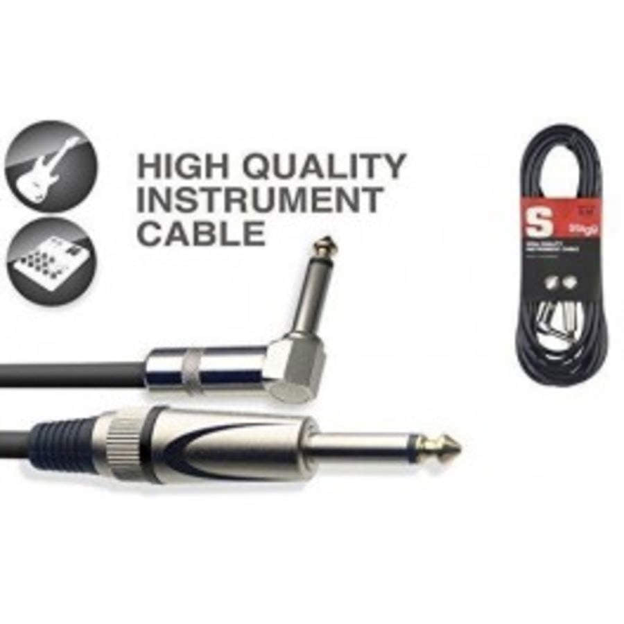 Stagg S-Series Deluxe Instrument Cable - 6m (20ft) 1/4" Jack Plug To 1/4" Angled Jack Plug