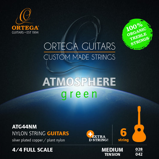 Ortega Atmosphere Green 100% Plant-Based Classical Guitar Strings - Medium Tension