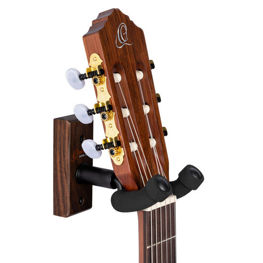 Ortega Guitar Wall Hanger - Walnut Wood Backing Plate
