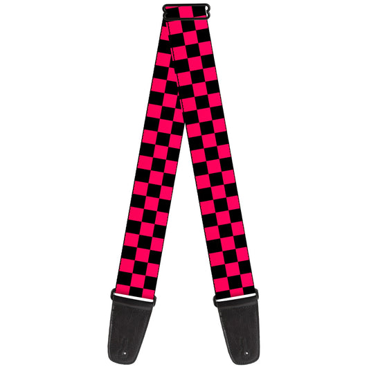 Buckle-Down Guitar Strap - Checker Black/Neon Pink