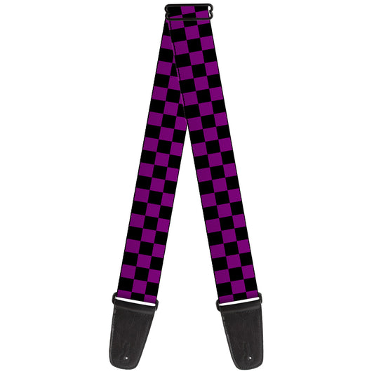 Buckle-Down Guitar Strap - Checker Black/Neon Purple