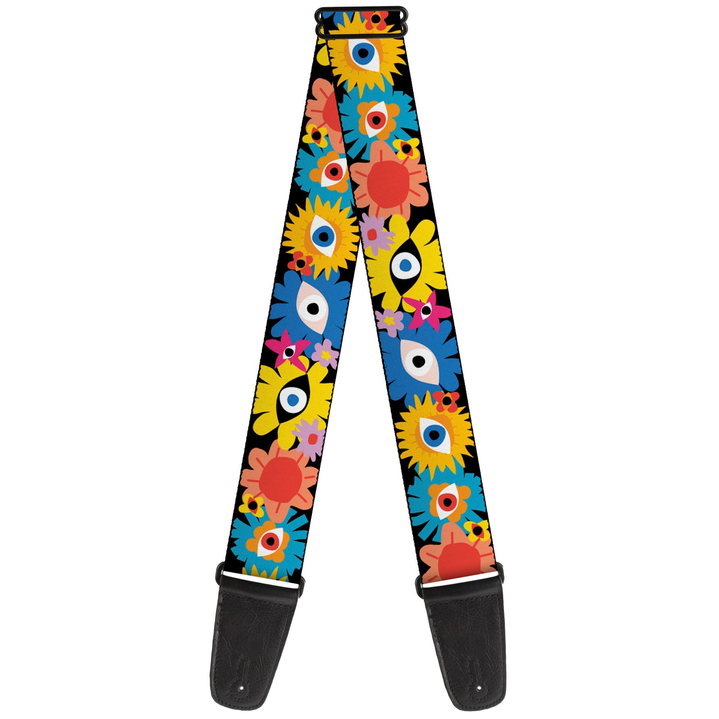 Buckle-Down Guitar Strap - Funky Flower Eyes