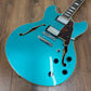 Pre-Owned D'Angelico Premier Doublecut Semi-Hollow Stopbar - Ocean Turquoise