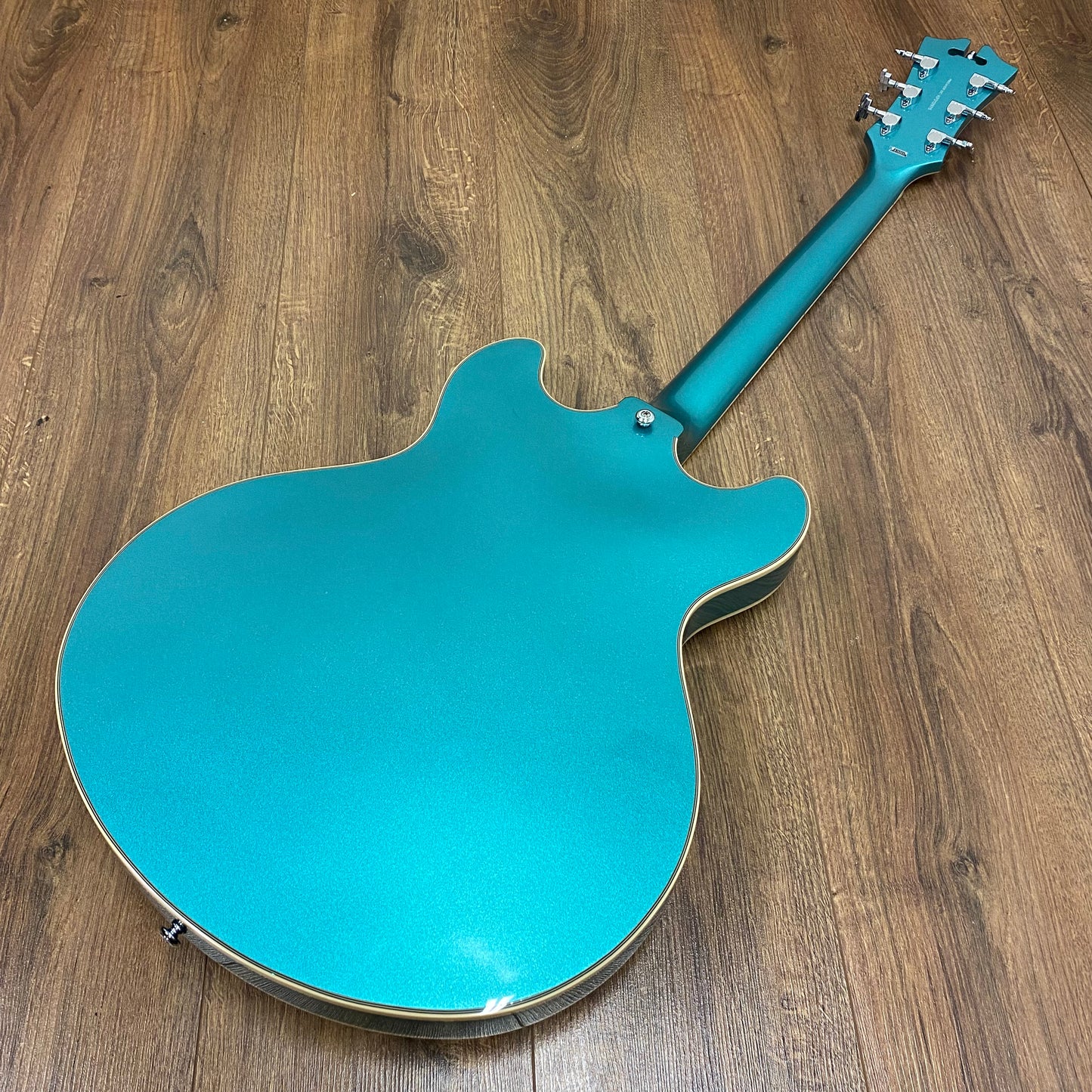 Pre-Owned D'Angelico Premier Doublecut Semi-Hollow Stopbar - Ocean Turquoise