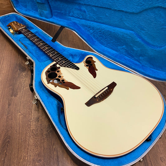 Pre-Owned Ovation USA 1868 Elite Electro-Acoustic - Pearl White - 1991