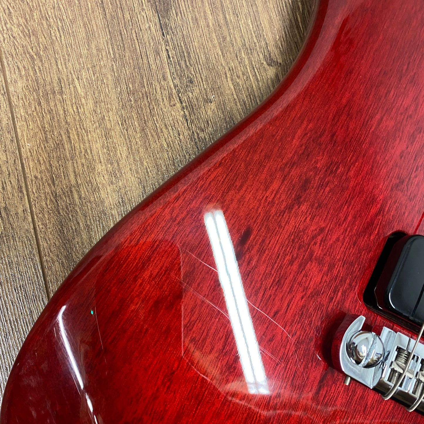 Pre-Owned Squier Paranormal Stratosonic - Crimson Red Transparent