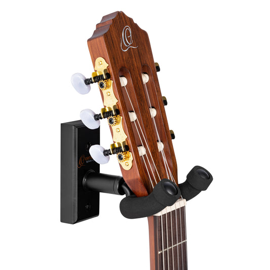 Ortega Guitar Wall Hanger - Black Wood Backing Plate