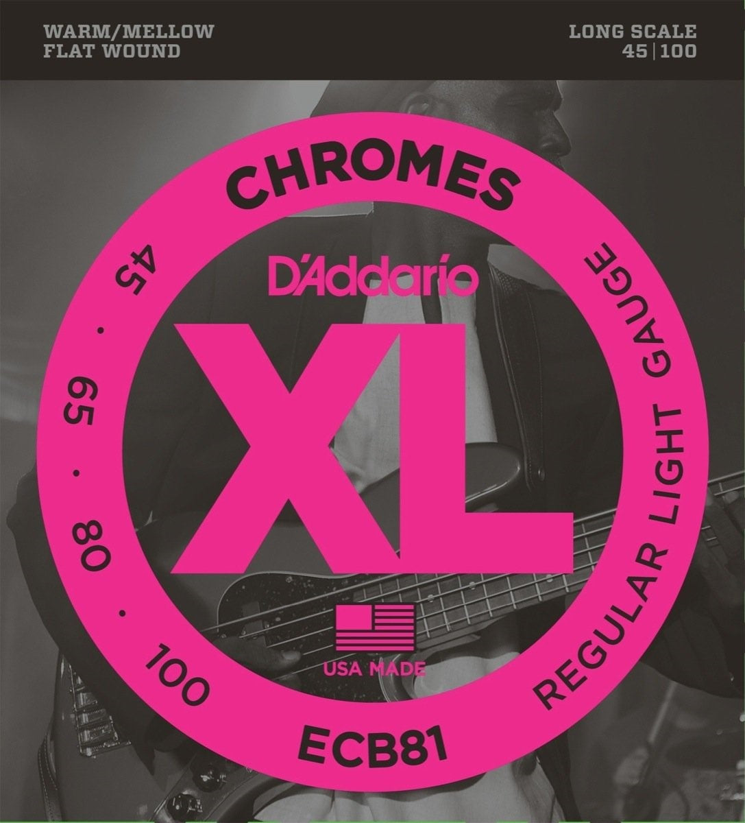D'Addario ECB81 Chromes Bass Guitar Strings (.045 -.100) Light - Long Scale