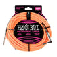 Ernie Ball Braided Instrument Cable in Neon Orange - Straight/Angle