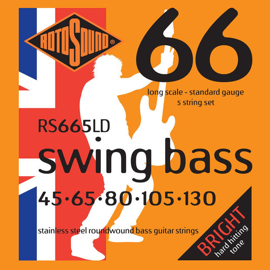 Rotosound RS665LD Swing Bass 66 Bass Guitar Strings (.045 -.130) Standard 5-String