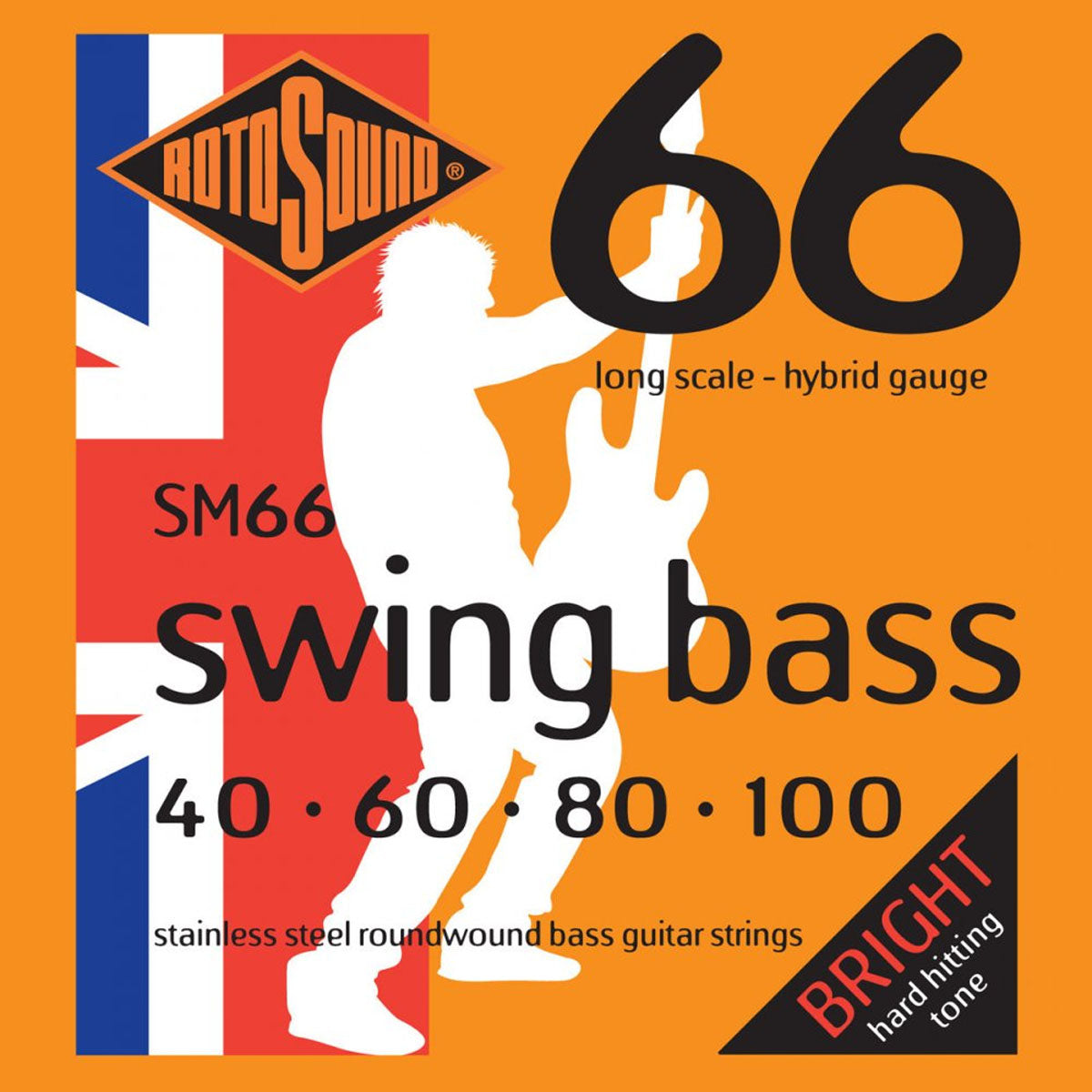 Rotosound SM66 Swing Bass 66 Bass Guitar Strings (.040 -.100) Hybrid