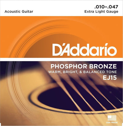 D'Addario EJ15 Phosphor Bronze, Extra Light (.010 -.047)