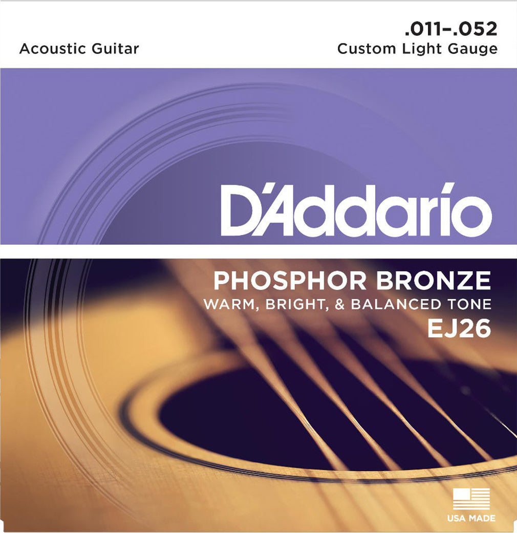 D'Addario EJ26 Phosphor Bronze, Custom Light (.011 -.052)