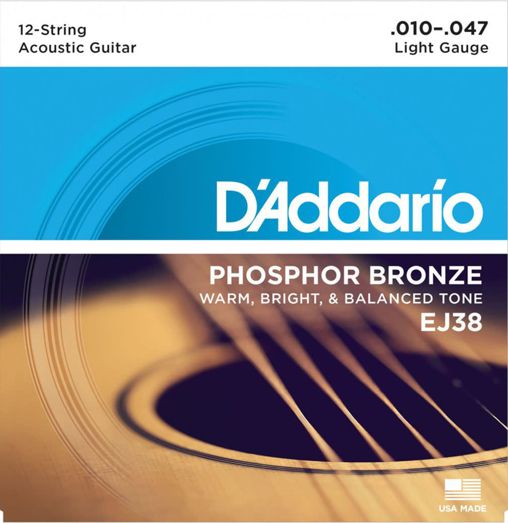 D'Addario EJ38 Phosphor Bronze 12-String, Light (.010 -.047)