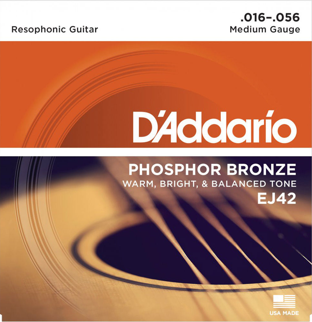 D'Addario EJ42 Resophonic Phosphor Bronze, Medium (.016 -.056)